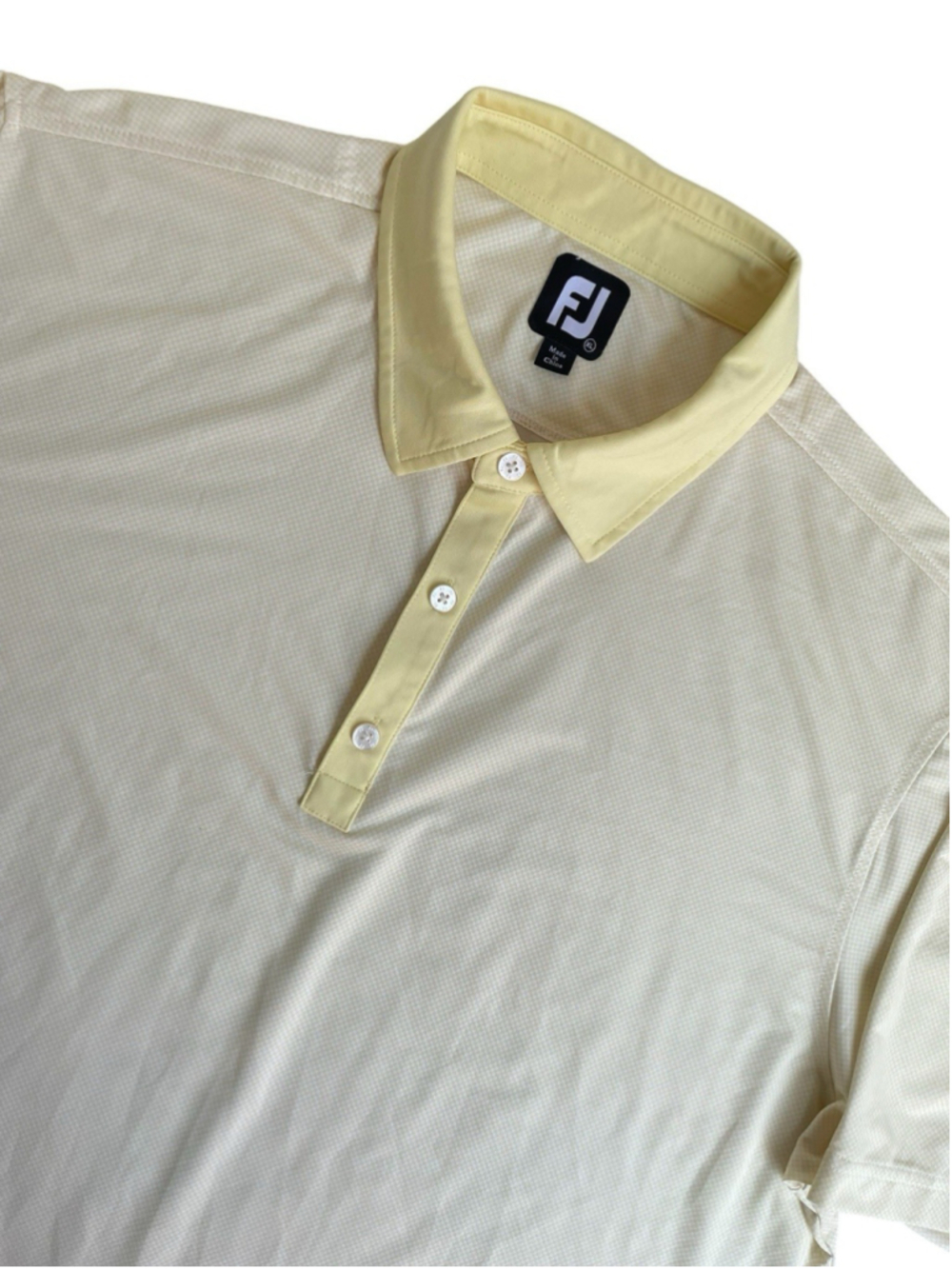 FootJoy Golf Performance Polo Shirt Mens XL Lemon Micro Pattern